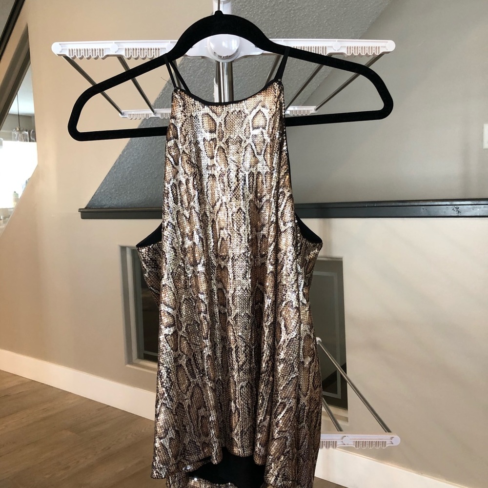 Zara snake skin sequin tank